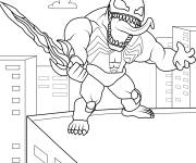 Coloriage Venom kawaii mignon avec un couteau