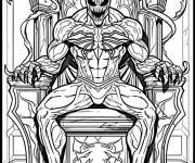 Coloriage Venom sur chaise du roi