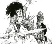 Coloriage La guerri&egrave;re Xena en action &agrave; t&eacute;l&eacute;charger