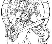 Coloriage et dessins gratuit La guerri&egrave;re Xena pour adulte à imprimer