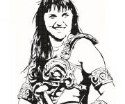 Coloriage et dessins gratuit Le regard confiant de la guerri&egrave;re Xena à imprimer