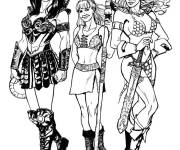 Coloriage et dessins gratuit Les guerri&egrave;res Xena, Gabrielle et Red Soja à imprimer