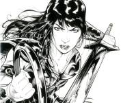 Coloriage Princesse Xena pr&ecirc;te &agrave; attaquer Yodoshi
