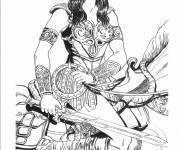 Coloriage et dessins gratuit Princesse Xena sur cheval à imprimer