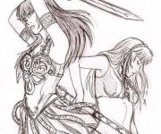 Coloriage et dessins gratuit Super h&eacute;ros Xena au combat à imprimer