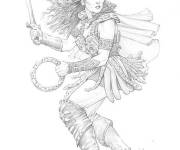 Coloriage Xena chakram et &eacute;p&eacute;e
