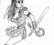 Coloriage Xena facile au crayon