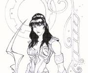 Coloriage Xena guerri&egrave;re avec motifs de chakram