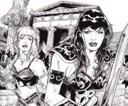 Coloriage Xena Warrior Princess, Xena et Gabrielle