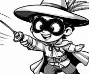 Coloriage Gar&ccedil;on rigolo comme Zorro
