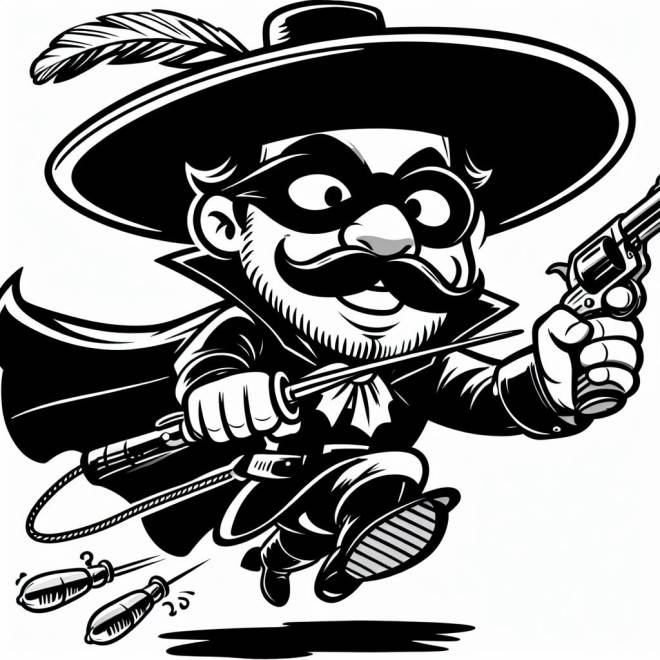 Coloriage Mini Zorro en noir et blanc dessin gratuit à imprimer