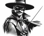 Coloriage Photo de Zorro, le lutteur contre les m&eacute;chants 