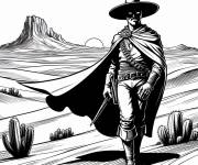 Coloriage Scène du film de Zorro dans le désert