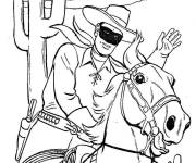 Coloriage et dessins gratuit Zorro avec son cheval Silver dans le d&eacute;sert à imprimer