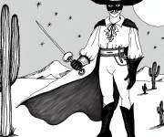 Coloriage Zorro dans le d&eacute;sert pour adulte
