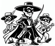 Coloriage Zorro de dessin animé qui aime la musique