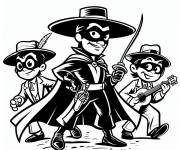 Coloriage Zorro de dessin anim&eacute; qui aime la musique