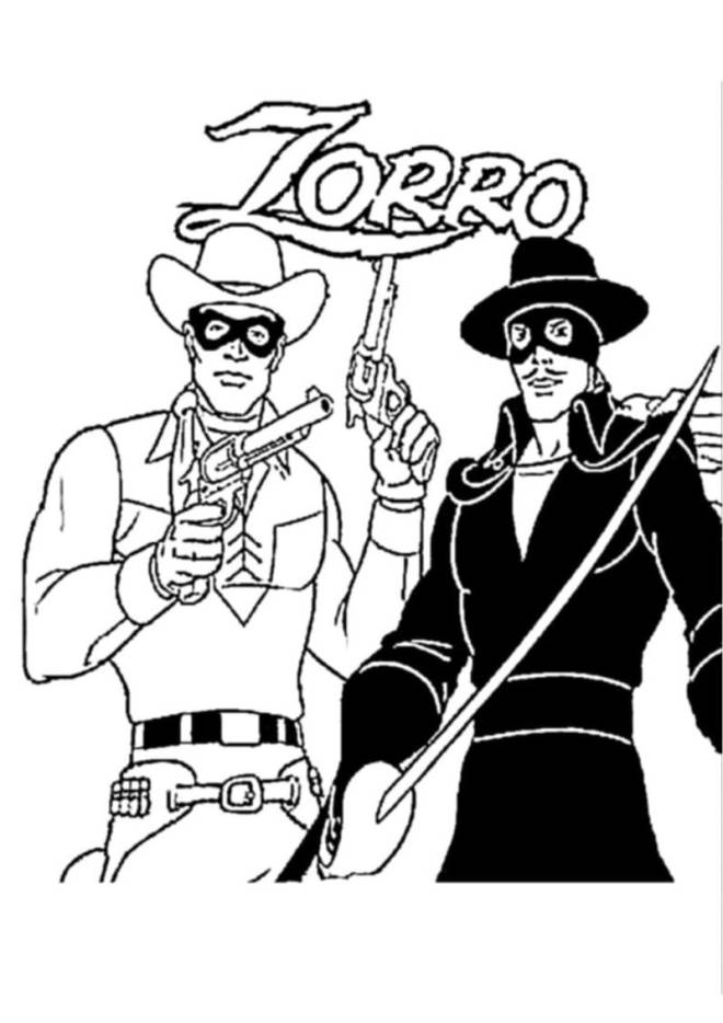 Coloriage Zorro en noir et blanc dessin gratuit à imprimer