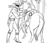 Coloriage Zorro et son pistolet avec son cheval Silver
