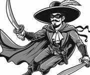 Coloriage Zorro justicier avec deux épées