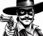 Coloriage Zorro levant son pistolet