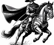 Coloriage Zorro masqué en mission sur son cheval Tornado