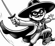 Coloriage Zorro masqué se précipite pour la justice