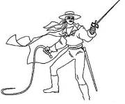 Coloriage Zorro tenant son fouet et son &eacute;p&eacute;e