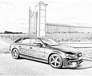 Coloriage Audi réaliste  en noir et blanc