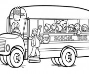 Coloriage et dessins gratuit Autobus scolaire avec chauffeur à imprimer