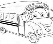 Coloriage Autobus scolaire en bon humeur