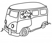 Coloriage et dessins gratuit Fille souriante dans L'Autobus à imprimer