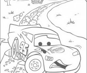 Coloriage Voiture Flash Mcqueen dans le désert