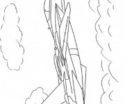 Coloriage Avion de Chasse sous les nuages