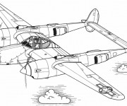 Coloriage Illustration d'un Avion ancien