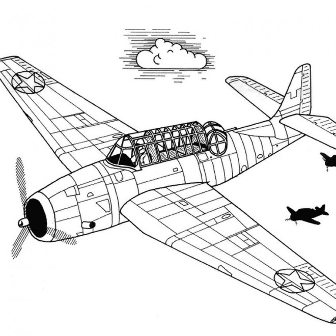 Coloriage Avion ancien de guerre dessin gratuit à imprimer