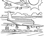 Coloriage Des avions de guerre &agrave; l'a&eacute;roport