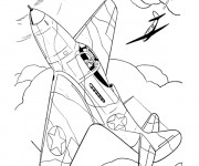 Coloriage Deux Avions de Guerre &agrave; d&eacute;couper