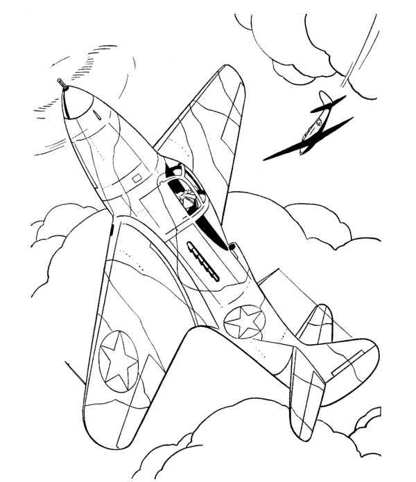 Coloriage et dessins gratuits Deux Avions de Guerre à découper à imprimer