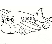 Coloriage Avion souriant