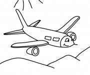 Coloriage Avion sous les soleil