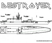 Coloriage Bateau de Guerre Destroyer