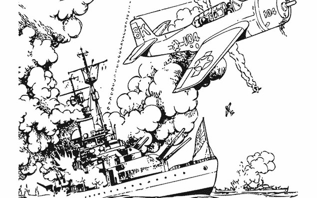 Coloriage et dessins gratuits Bateau de Guerre détruit à imprimer