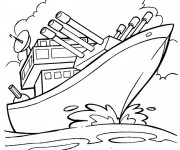 Coloriage et dessins gratuit Bateau de Guerre en mission à imprimer