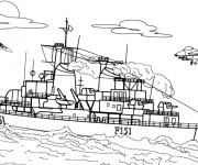 Coloriage Bateau de Guerre facile