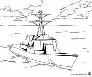 Coloriage et dessins gratuit Bateau de Guerre vecteur à imprimer