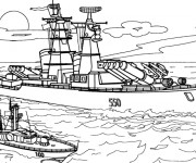 Coloriage Bateau militaire