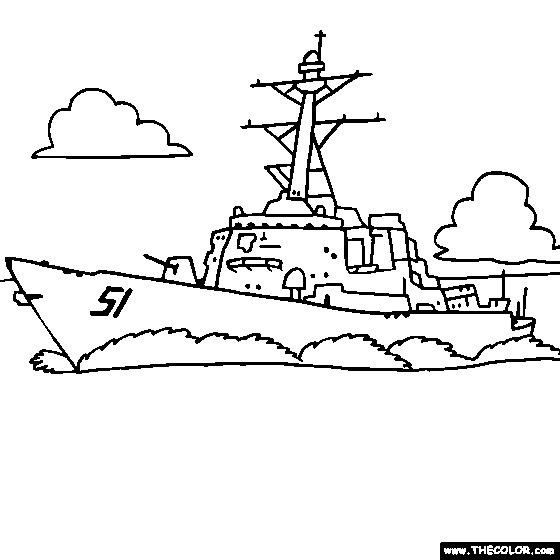 Coloriage Navire De Guerre Facile Dessin Gratuit à Imprimer