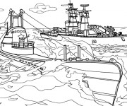 Coloriage Sous-marin et Bateau de Guerre