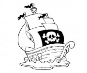 Coloriage Bateau avec grand drapeau de pirate
